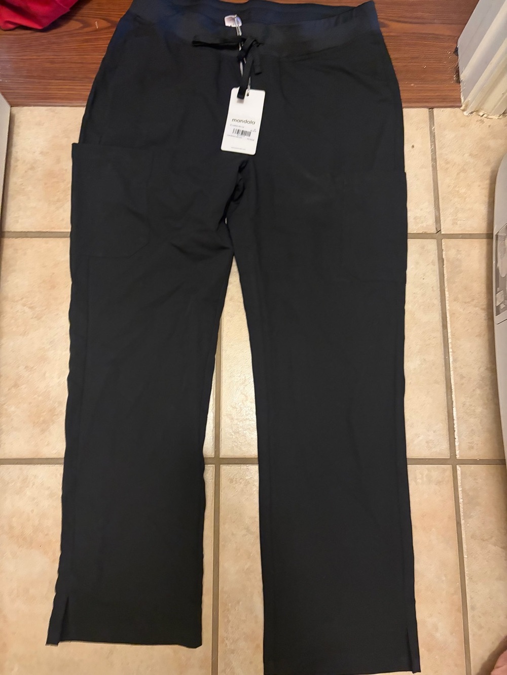 Women's Black cargo petite Pants - mandala scrub pants only